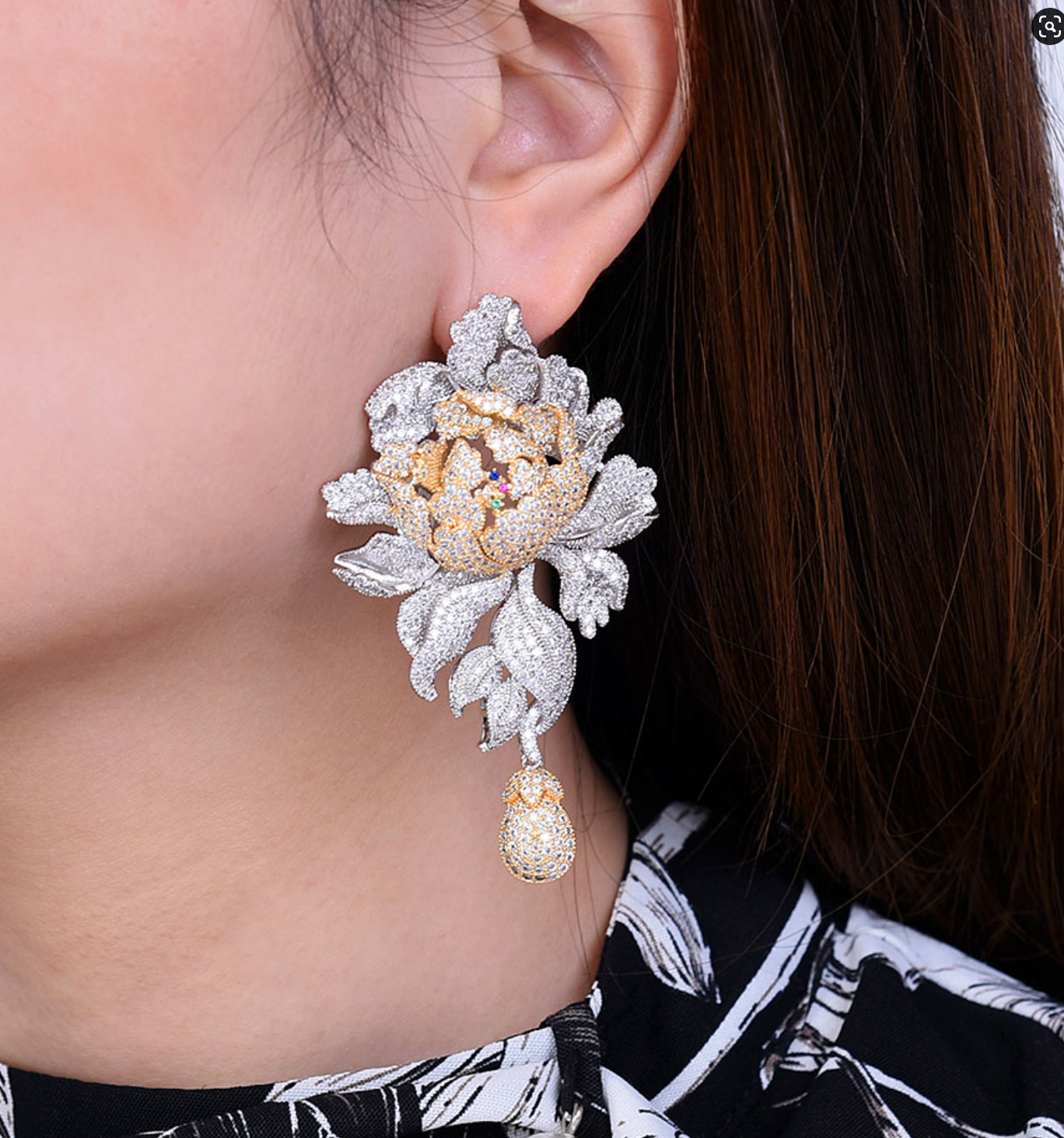 FLOLA Crystal Leaf Long Drop Earrings for Women Luxury Wedding Earrings for  Brides Bridesmaid Women Jewelry Gifts ersj92